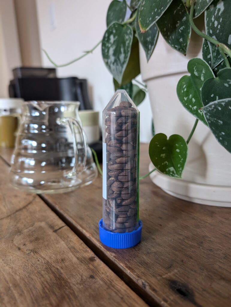 Frozen coffee in a centrifuge tube